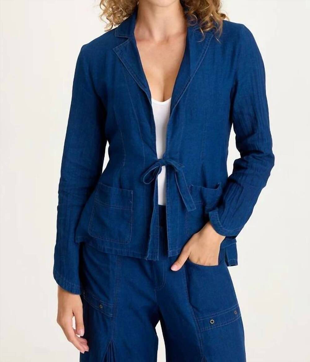 NEW XCVI floris tulip cut sleeve hem jacket in sluice wash